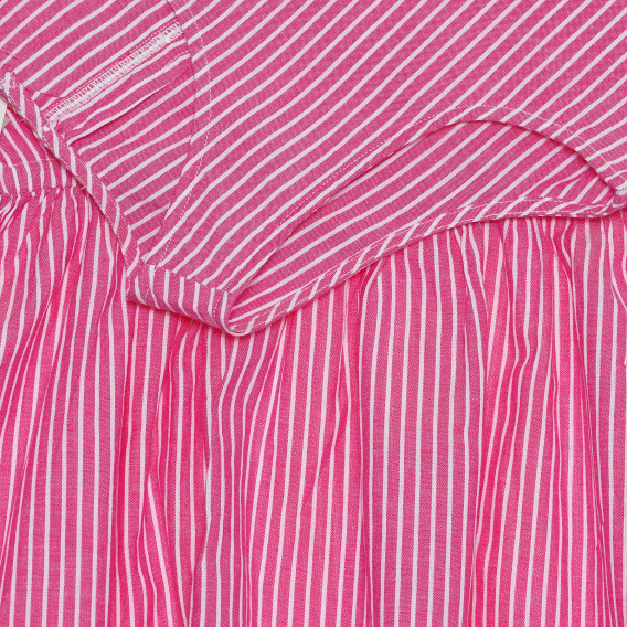 Αμάνικο βαμβακερό φόρεμα με λάστιχο και άσπρες ροζ ρίγες Benetton 238576 3
