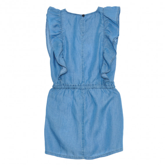 Βαμβακερό φόρεμα με βολάν και ελαστική μέση, μπλε Benetton 238618 4
