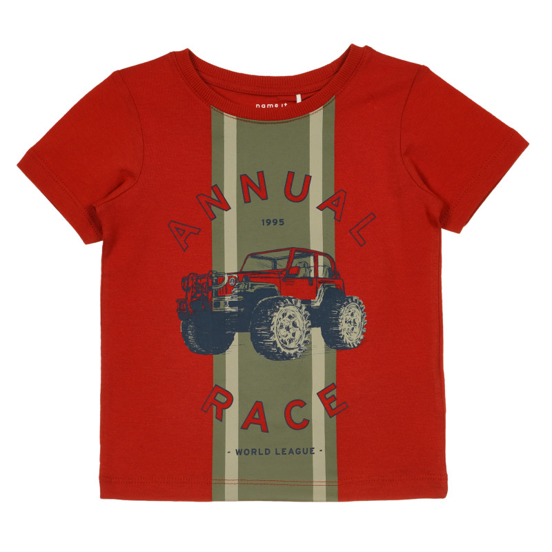 Μπλουζάκι από οργανικό βαμβάκι με γραφικό σχέδιο για ένα μωρό, κόκκινο  238898
