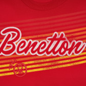 Βαμβακερό μπλουζάκι με την επιγραφή της μάρκας για ένα μωρό, με κόκκινο χρώμα Benetton 238936 2