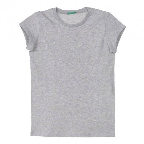Βαμβακερό μπλουζάκι με το λογότυπο της μάρκας, σε γκρι χρώμα Benetton 239065 