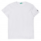 Βαμβακερό μπλουζάκι με λογότυπο της μάρκας, σε λευκό χρώμα Benetton 239069 