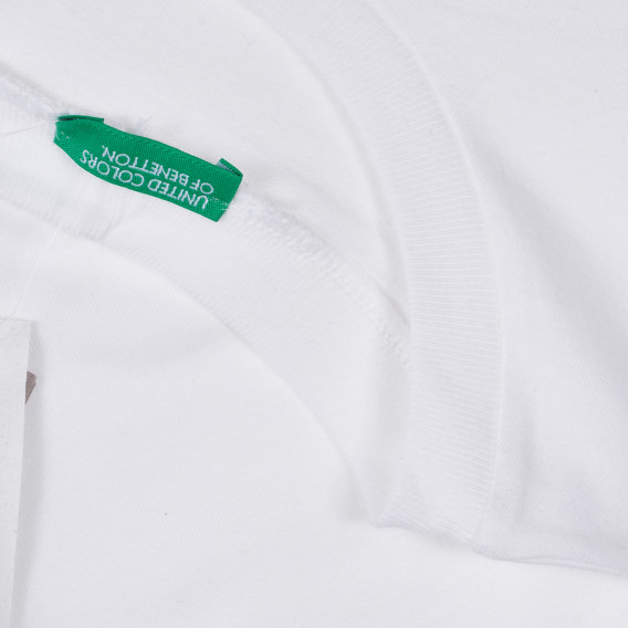 Βαμβακερό μπλουζάκι με λογότυπο της μάρκας, σε λευκό χρώμα Benetton 239071 3