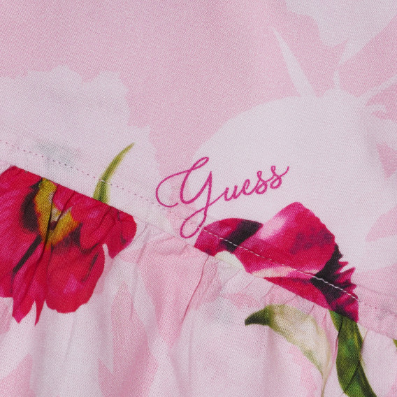 Σορτς με σούφρες και floral τύπωμα, ροζ Guess 239113 2