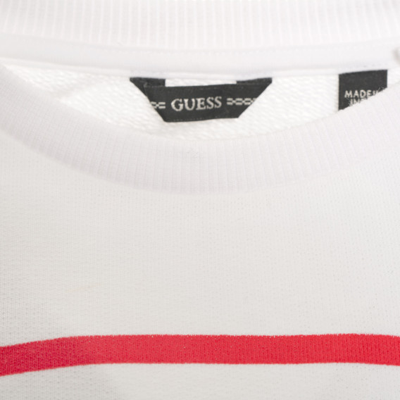 Βαμβακερή κοντή μπλούζα με μακριά μανίκια και το λογότυπο της μάρκας, λευκή Guess 239191 3