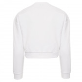 Βαμβακερή κοντή μπλούζα με μακριά μανίκια και το λογότυπο της μάρκας, λευκή Guess 239192 4