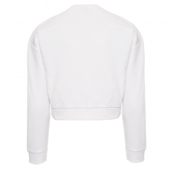 Βαμβακερή κοντή μπλούζα με μακριά μανίκια και το λογότυπο της μάρκας, λευκή Guess 239192 4