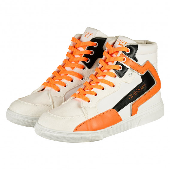 Υψηλά αθλητικά παπούτσια με πορτοκαλί τόνους, λευκό Guess 239200 