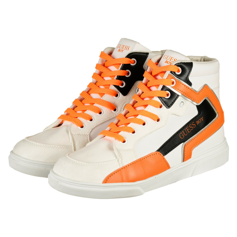 Υψηλά αθλητικά παπούτσια με πορτοκαλί τόνους, λευκό  239200