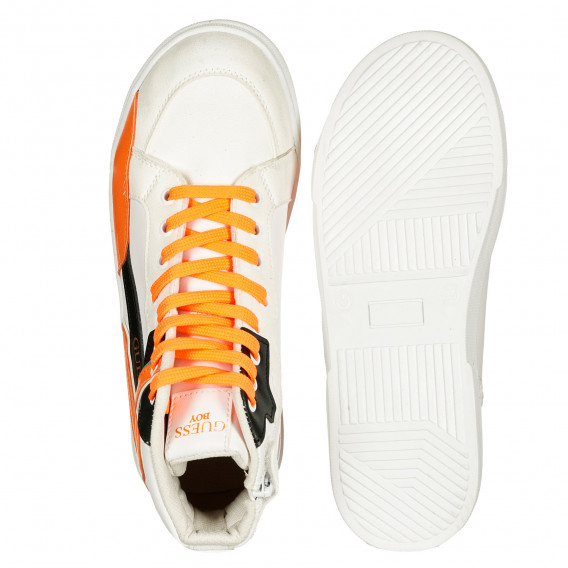 Υψηλά αθλητικά παπούτσια με πορτοκαλί τόνους, λευκό Guess 239202 3