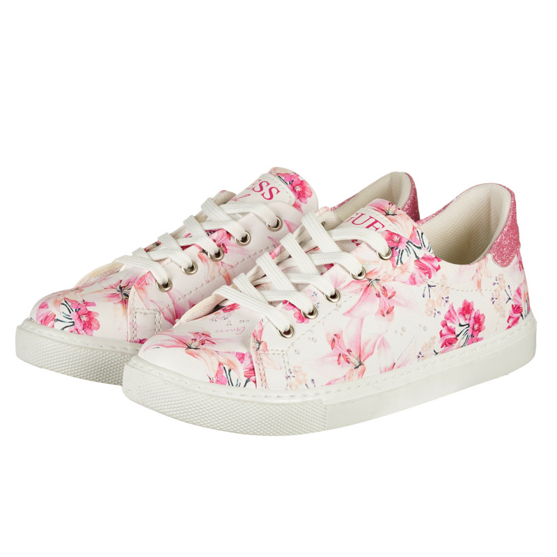 Πάνινα παπούτσια με floral τύπωμα, λευκό  239207