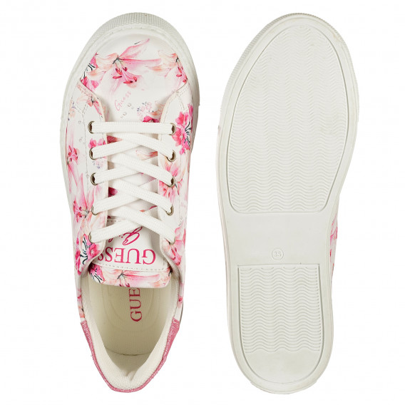 Πάνινα παπούτσια με floral τύπωμα, λευκό Guess 239209 3