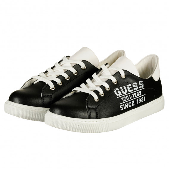 Πάνινα παπούτσια με λευκές πινελιές, μαύρο Guess 239224 