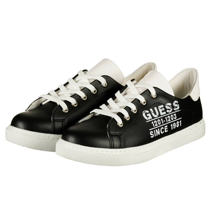 Πάνινα παπούτσια με λευκές πινελιές, μαύρο  239224