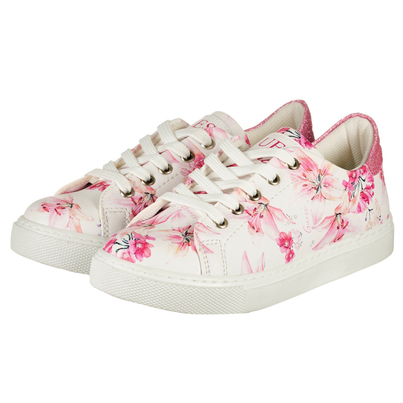 Πάνινα παπούτσια με floral σχέδιο, σε λευκό  239227