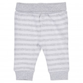 Βαμβακερό ριγέ παιδικό παντελόνι σε λευκό και γκρι χρώμα Idexe 239309 