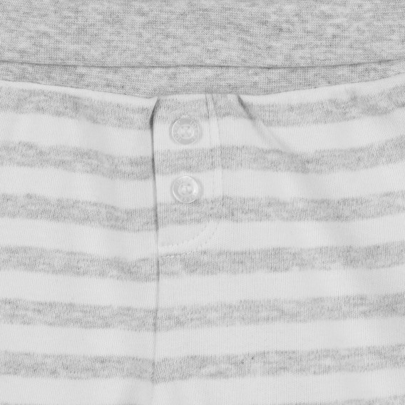 Βαμβακερό ριγέ παιδικό παντελόνι σε λευκό και γκρι χρώμα Idexe 239310 2