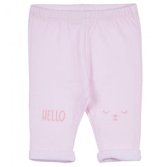 Βαμβακερό παντελόνι με διπλωμένα πόδια για ένα μωρό, ροζ Idexe 239313 
