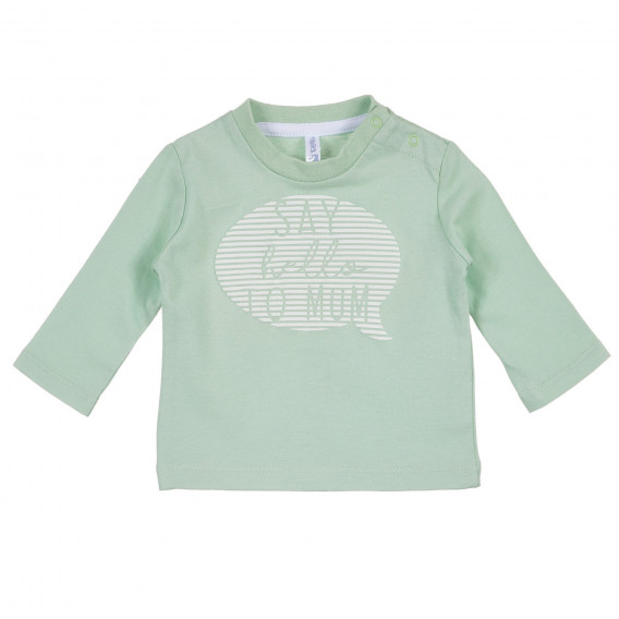 Βαμβακερή μπλούζα με τύπωμα για ένα μωρό σε χρώμα μέντας Idexe 239329 