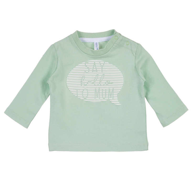 Βαμβακερή μπλούζα με τύπωμα για ένα μωρό σε χρώμα μέντας  239329