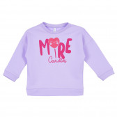 Βαμβακερή μπλούζα με τη λεζάντα Mire Candies, μωβ Idexe 239357 