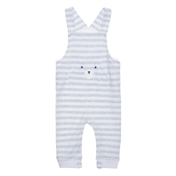 Βαμβακερό φορμάκι με ιμάντες για ένα μωρό, σε λευκές και γκρι ρίγες Idexe 239389 