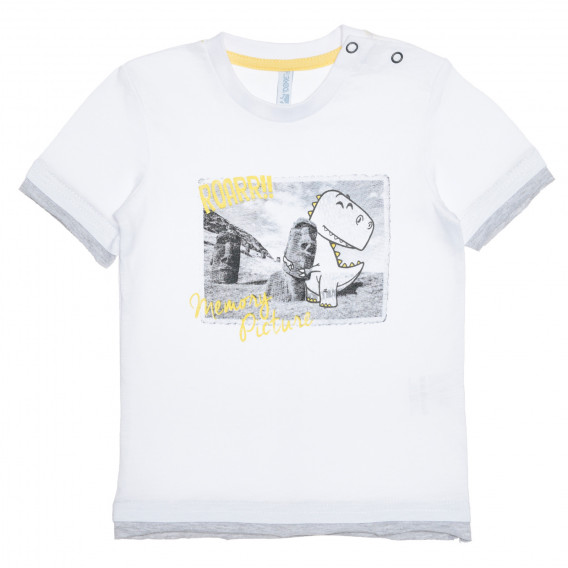 Βαμβακερό μπλουζάκι με γραφικό σχέδιο για ένα μωρό, λευκό Idexe 239408 
