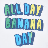 Βαμβακερό μπλουζάκι με τη λεζάντα All Day Banana Day για ένα μωρό, λευκό Idexe 239417 2