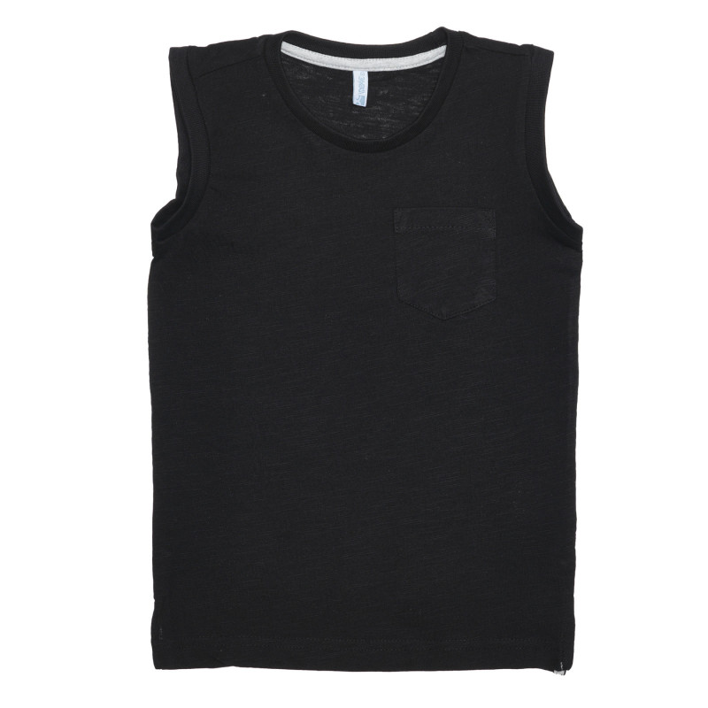 Βαμβακερή μπλούζα με τσέπη, μαύρο  239428