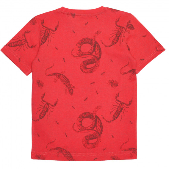 Βαμβακερό μπλουζάκι με τύπωμα ζώων, κόκκινο Idexe 239438 4