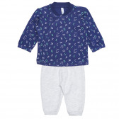 Βαμβακερή μπλούζα και παντελόνι σε μπλε και γκρι χρώμα Idexe 239488 