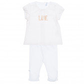 Σετ βαμβακερό μπλουζάκι και παντελόνι μωρού, λευκό Idexe 239494 