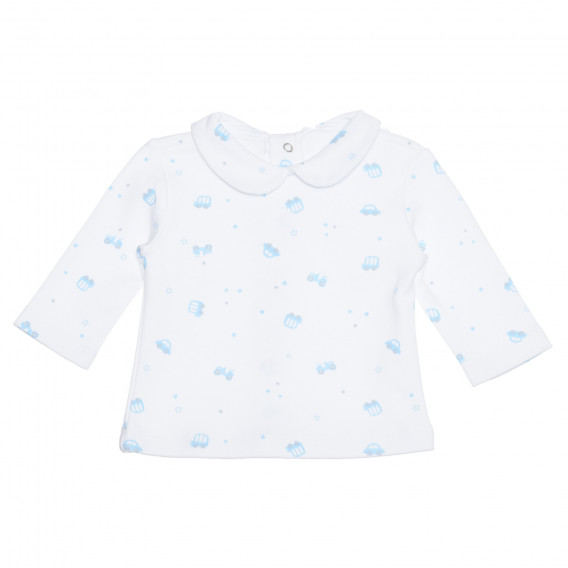 Βαμβακερή μπλούζα με γιακά για ένα μωρό, λευκό Idexe 239544 