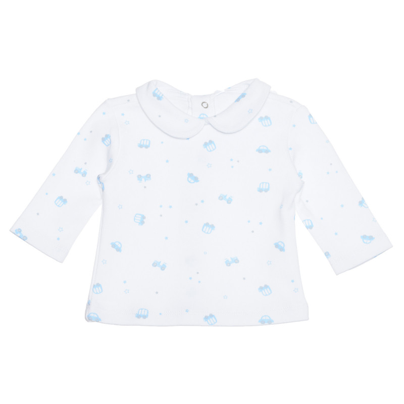Βαμβακερή μπλούζα με γιακά για ένα μωρό, λευκό  239544