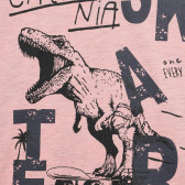 Βαμβακερό μπλουζάκι με τύπωμα δεινοσαύρων, ροζ Idexe 239555 3