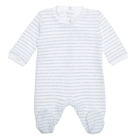 Βαμβακερό φορμάκι για ένα μωρό με άσπρες γκρι ρίγες Idexe 239564 