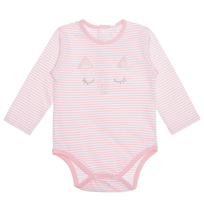 Βαμβακερό κορμάκι μωρού σε άσπρες και ροζ ρίγες  239576