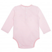 Βαμβακερό κορμάκι μωρού σε άσπρες και ροζ ρίγες Idexe 239578 4