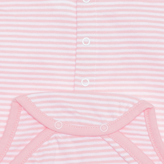 Βαμβακερό κορμάκι μωρού σε άσπρες και ροζ ρίγες Idexe 239579 3