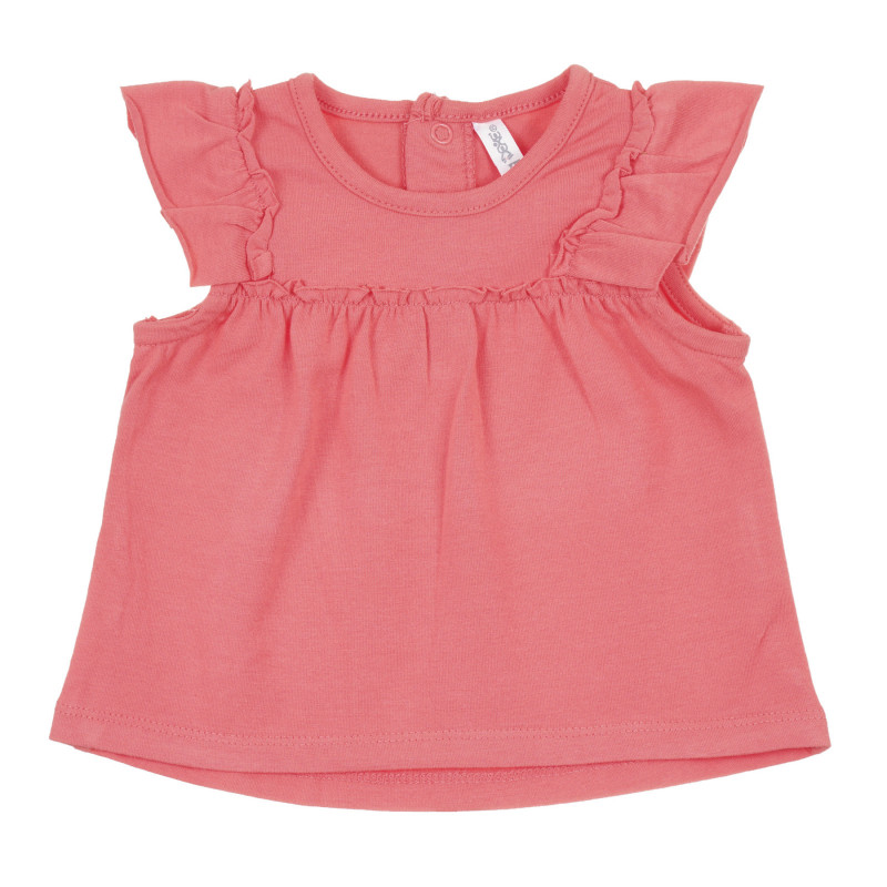 Βαμβακερό μπλουζάκι με βολάν για μωρό, ροζ  239608