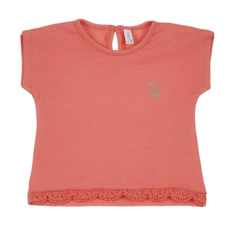 Βαμβακερό μπλουζάκι με δαντέλα για μωρό, ροζ  239670