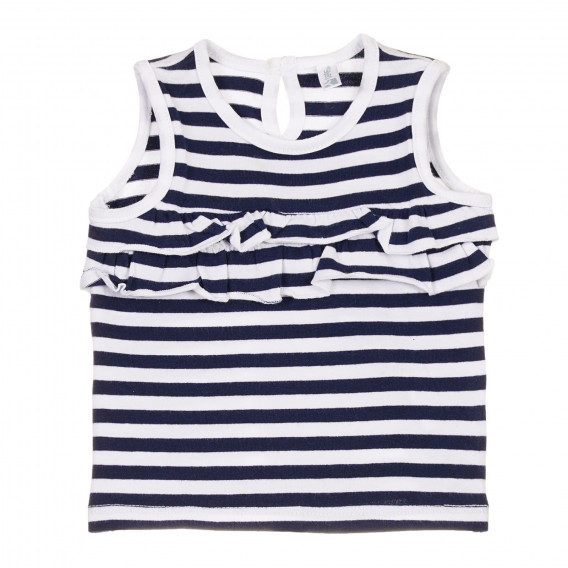 Βαμβακερή μπλούζα με βολάν για μωρό, σε λευκές μπλε ρίγες Idexe 239674 