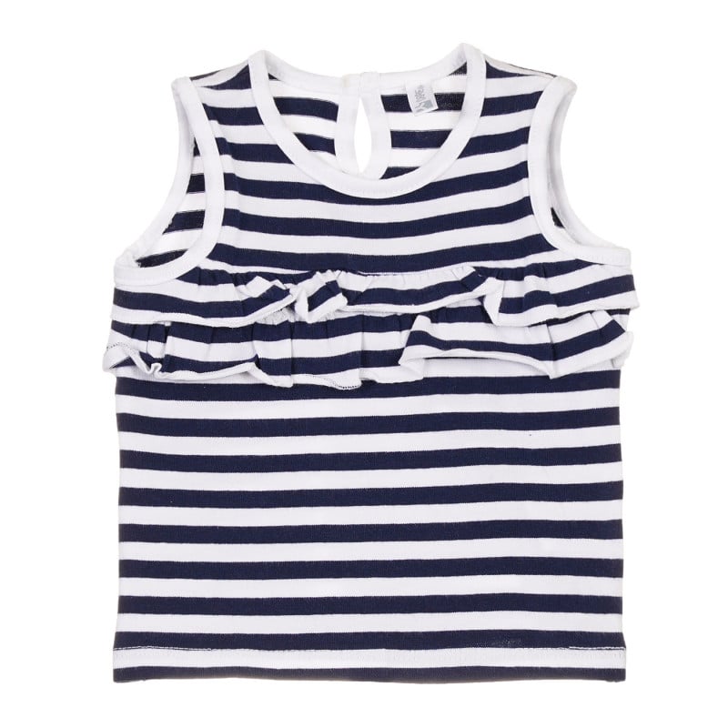 Βαμβακερή μπλούζα με βολάν για μωρό, σε λευκές μπλε ρίγες  239674