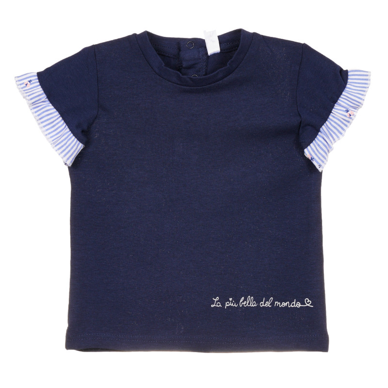 Βαμβακερό μπλουζάκι με βολάν για μωρό, σκούρο μπλε  239678