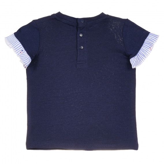 Βαμβακερό μπλουζάκι με βολάν για μωρό, σκούρο μπλε Idexe 239680 4