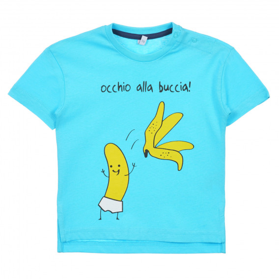 Βαμβακερό μπλουζάκι με μπανάνα για μωρά, μπλε Idexe 239694 