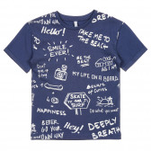 Βαμβακερή μπλούζα με γραφικό σχέδιο, σε σκούρο μπλε χρώμα Idexe 239698 