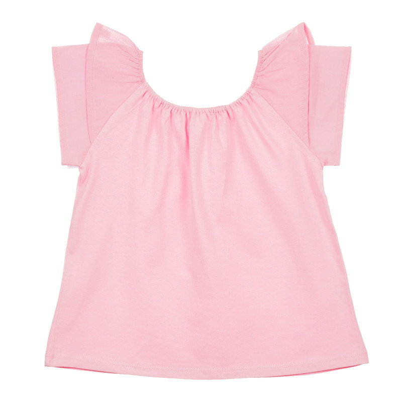Βαμβακερό μπλουζάκι με εντυπωσιακά μανίκια, ροζ  239706