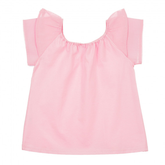 Βαμβακερό μπλουζάκι με εντυπωσιακά μανίκια, ροζ Idexe 239708 4