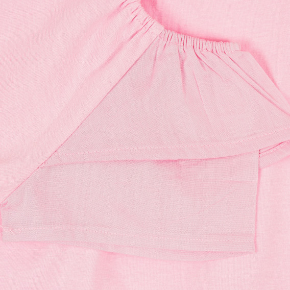 Βαμβακερό μπλουζάκι με εντυπωσιακά μανίκια, ροζ Idexe 239709 3